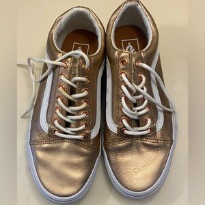 NWOT Vans Rose Gold Leather Old Skool Skate Shoes Sz 8.5